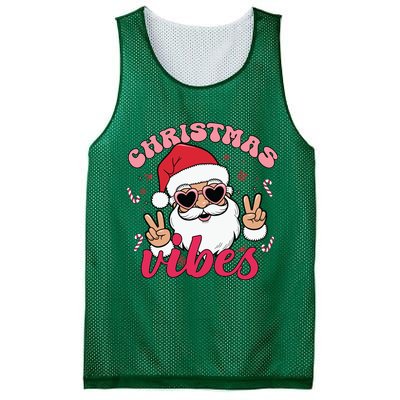 Christmas Vibes Santa Claus Peace Retro Groovy Mesh Reversible Basketball Jersey Tank