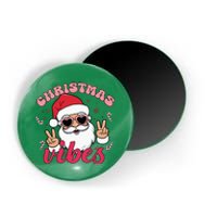 Christmas Vibes Santa Claus Peace Retro Groovy Magnet