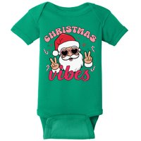 Christmas Vibes Santa Claus Peace Retro Groovy Baby Bodysuit