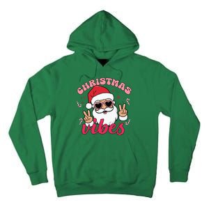 Christmas Vibes Santa Claus Peace Retro Groovy Tall Hoodie