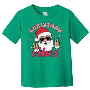 Christmas Vibes Santa Claus Peace Retro Groovy Toddler T-Shirt