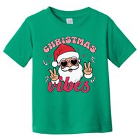Christmas Vibes Santa Claus Peace Retro Groovy Toddler T-Shirt
