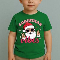 Christmas Vibes Santa Claus Peace Retro Groovy Toddler T-Shirt