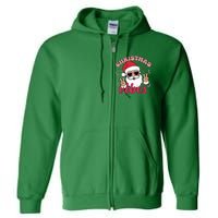 Christmas Vibes Santa Claus Peace Retro Groovy Full Zip Hoodie