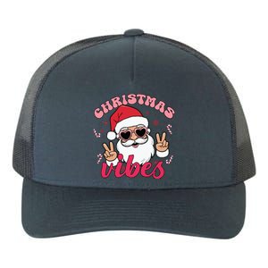 Christmas Vibes Santa Claus Peace Retro Groovy Yupoong Adult 5-Panel Trucker Hat