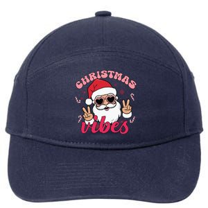 Christmas Vibes Santa Claus Peace Retro Groovy 7-Panel Snapback Hat