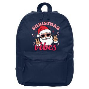 Christmas Vibes Santa Claus Peace Retro Groovy 16 in Basic Backpack