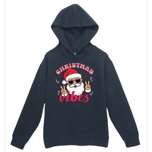 Christmas Vibes Santa Claus Peace Retro Groovy Urban Pullover Hoodie