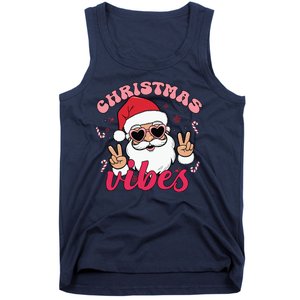 Christmas Vibes Santa Claus Peace Retro Groovy Tank Top