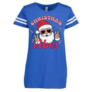 Christmas Vibes Santa Claus Peace Retro Groovy Enza Ladies Jersey Football T-Shirt