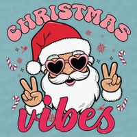Christmas Vibes Santa Claus Peace Retro Groovy Sueded Cloud Jersey T-Shirt