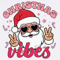 Christmas Vibes Santa Claus Peace Retro Groovy Garment-Dyed Sweatshirt