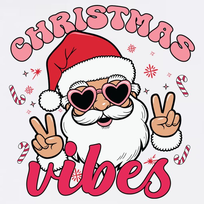 Christmas Vibes Santa Claus Peace Retro Groovy Garment-Dyed Sweatshirt