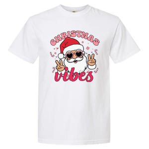 Christmas Vibes Santa Claus Peace Retro Groovy Garment-Dyed Heavyweight T-Shirt