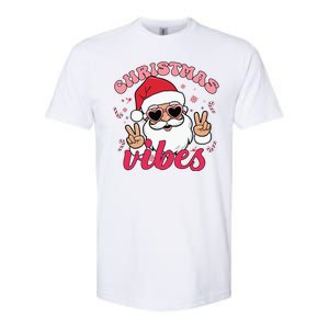 Christmas Vibes Santa Claus Peace Retro Groovy Softstyle CVC T-Shirt