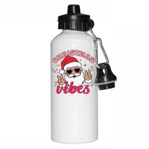 Christmas Vibes Santa Claus Peace Retro Groovy Aluminum Water Bottle