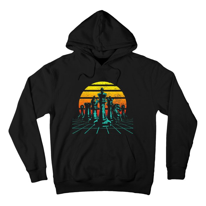 Chess Vintage Sunset Retro Chess Player Hoodie