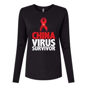 China Virus Survivor Womens Cotton Relaxed Long Sleeve T-Shirt