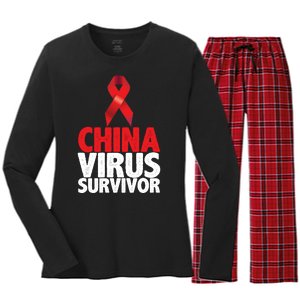 China Virus Survivor Women's Long Sleeve Flannel Pajama Set 