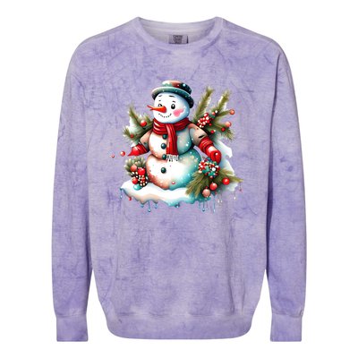 Christmas Vintage Snowman Colorblast Crewneck Sweatshirt