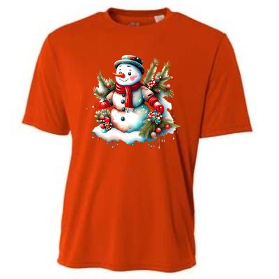 Christmas Vintage Snowman Cooling Performance Crew T-Shirt