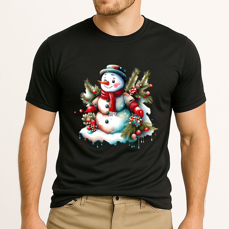 Christmas Vintage Snowman Cooling Performance Crew T-Shirt