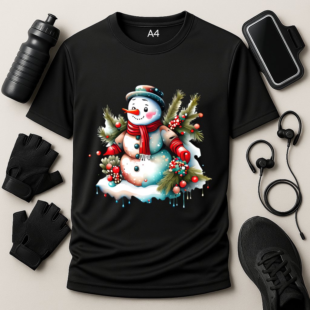 Christmas Vintage Snowman Cooling Performance Crew T-Shirt