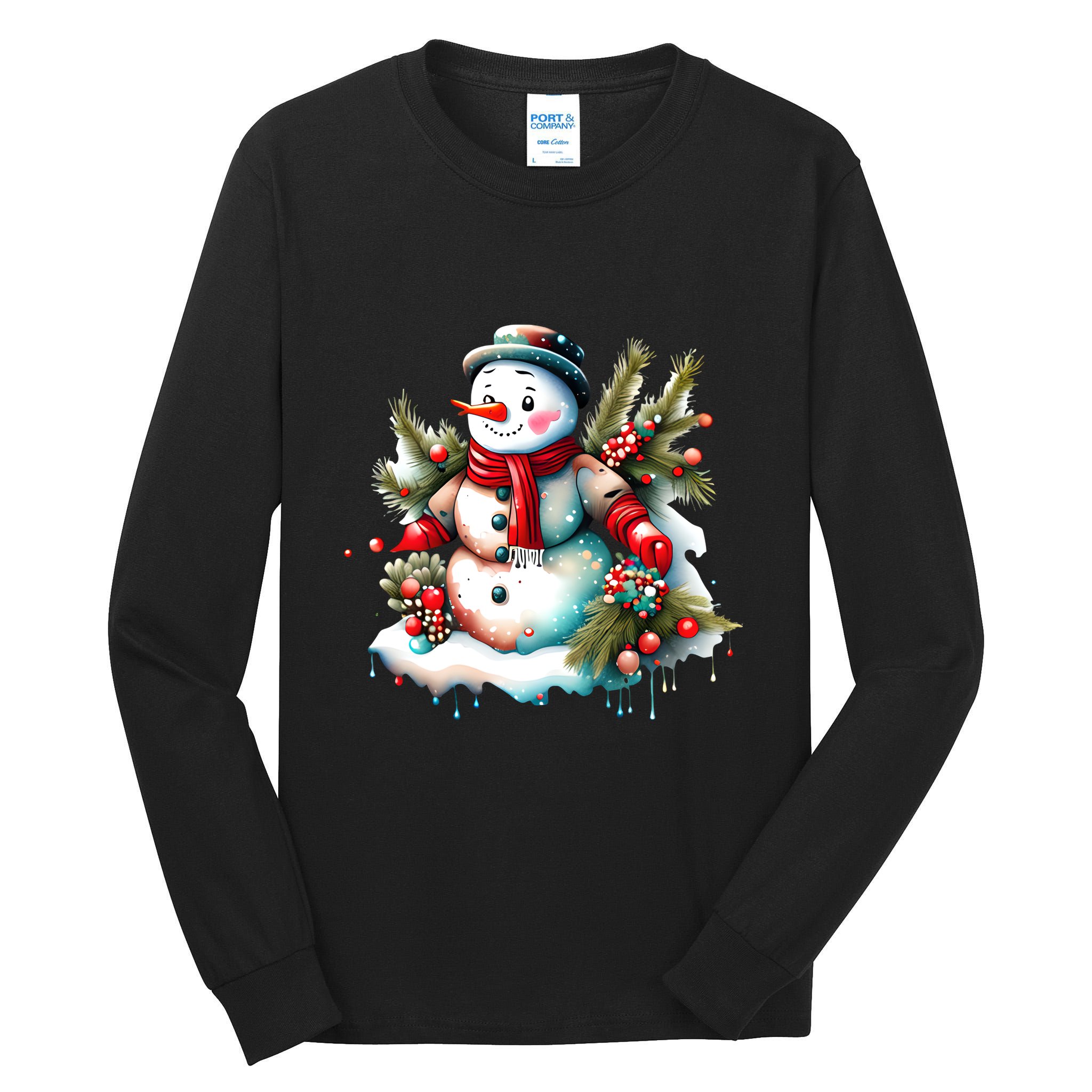 Christmas Vintage Snowman Tall Long Sleeve T-Shirt