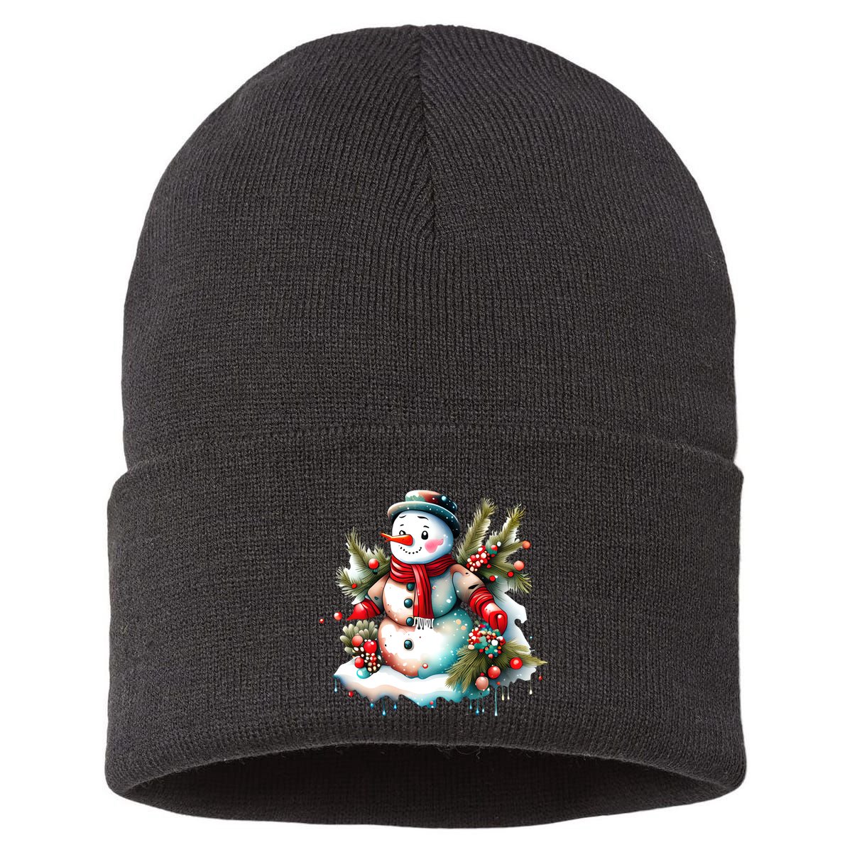 Christmas Vintage Snowman Sustainable Knit Beanie