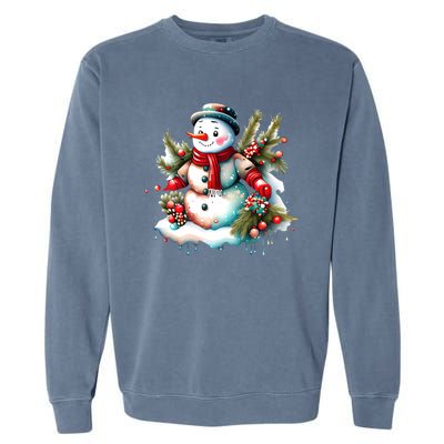 Christmas Vintage Snowman Garment-Dyed Sweatshirt