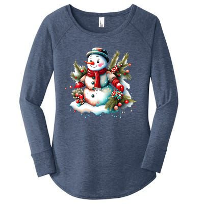 Christmas Vintage Snowman Women's Perfect Tri Tunic Long Sleeve Shirt