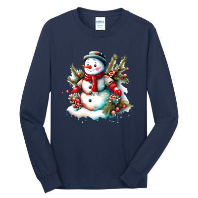 Christmas Vintage Snowman Tall Long Sleeve T-Shirt