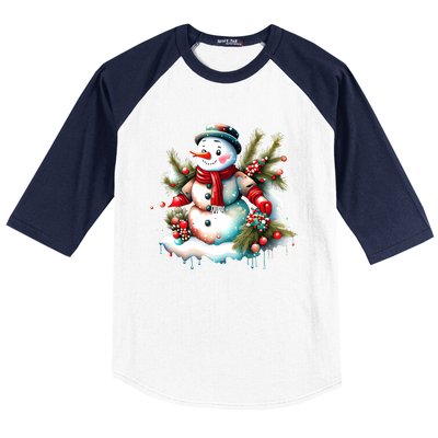 Christmas Vintage Snowman Baseball Sleeve Shirt