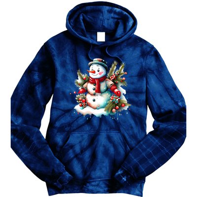 Christmas Vintage Snowman Tie Dye Hoodie