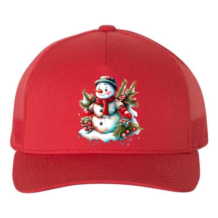 Christmas Vintage Snowman Yupoong Adult 5-Panel Trucker Hat