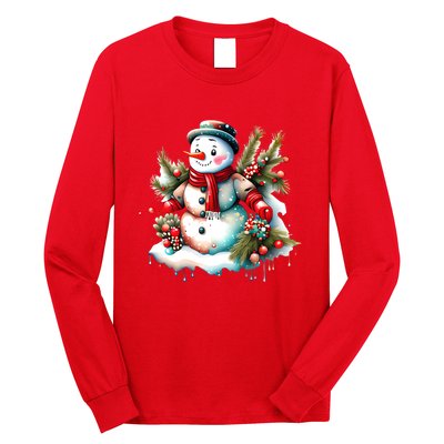 Christmas Vintage Snowman Long Sleeve Shirt