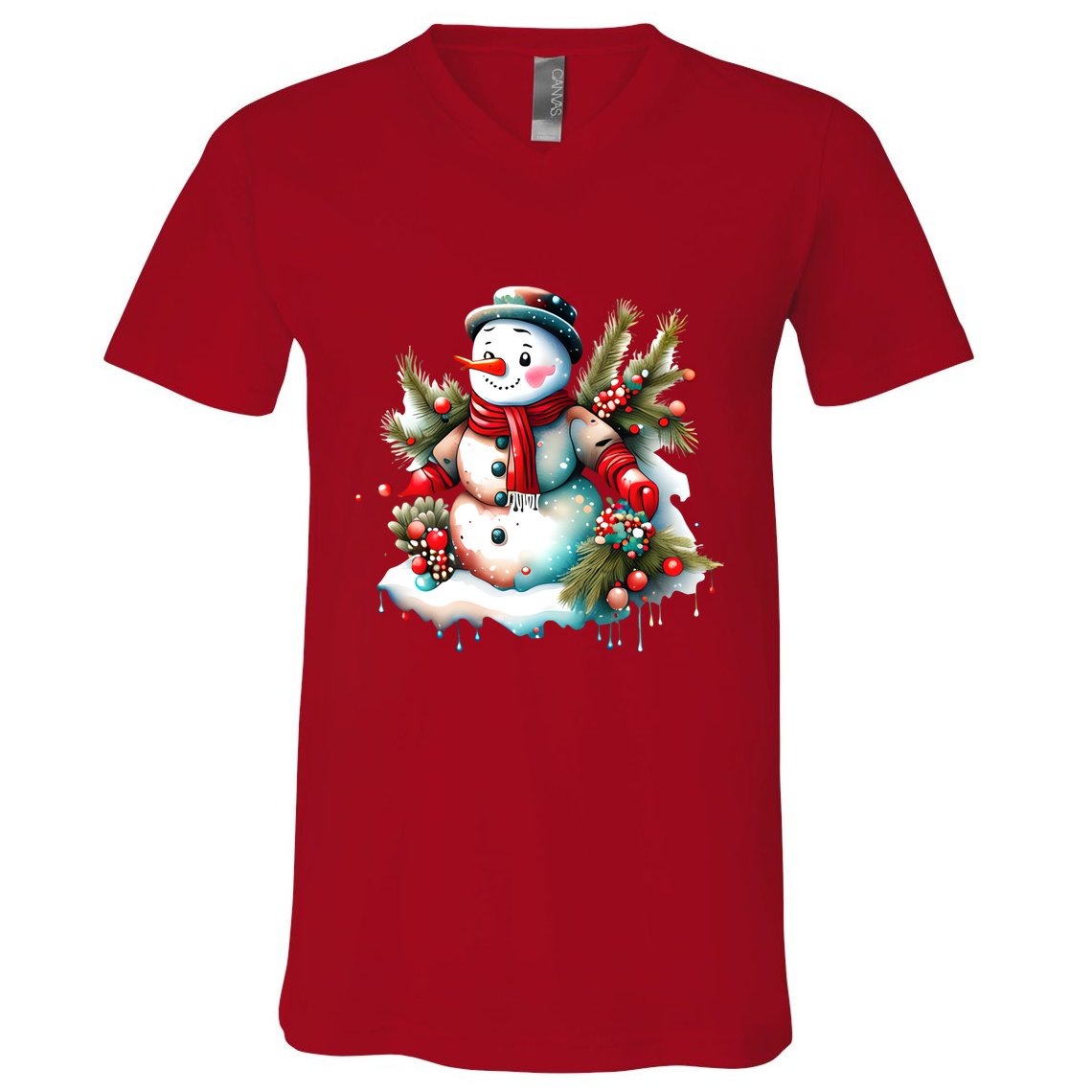 Christmas Vintage Snowman V-Neck T-Shirt
