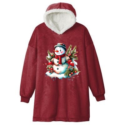 Christmas Vintage Snowman Hooded Wearable Blanket