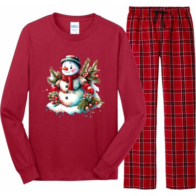 Christmas Vintage Snowman Long Sleeve Pajama Set