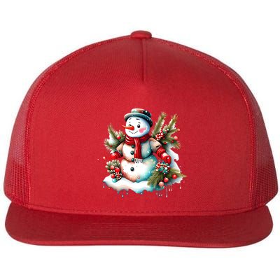 Christmas Vintage Snowman Flatbill Hat