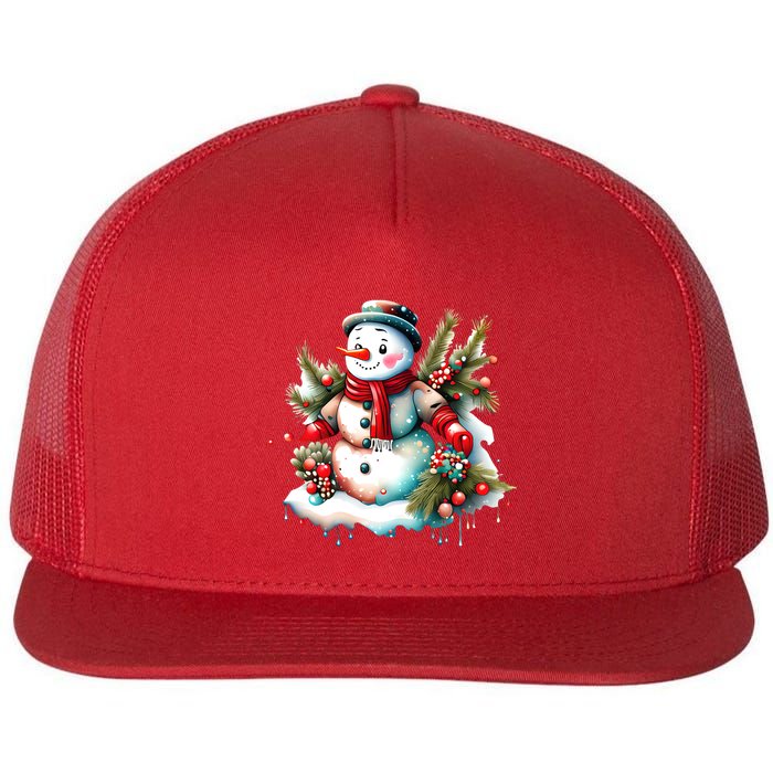 Christmas Vintage Snowman Flatbill Hat