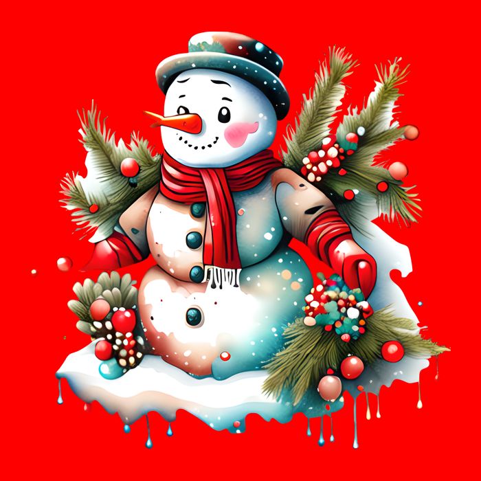 Christmas Vintage Snowman Flatbill Hat