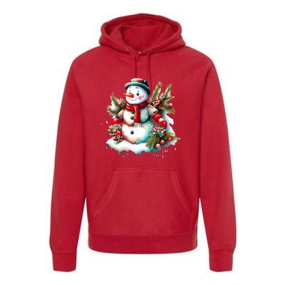 Christmas Vintage Snowman Premium Hoodie