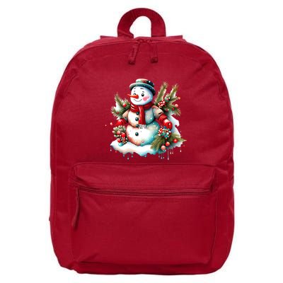 Christmas Vintage Snowman 16 in Basic Backpack