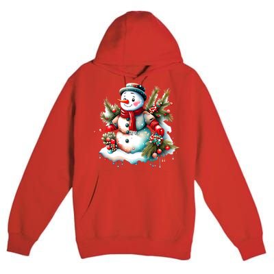 Christmas Vintage Snowman Premium Pullover Hoodie