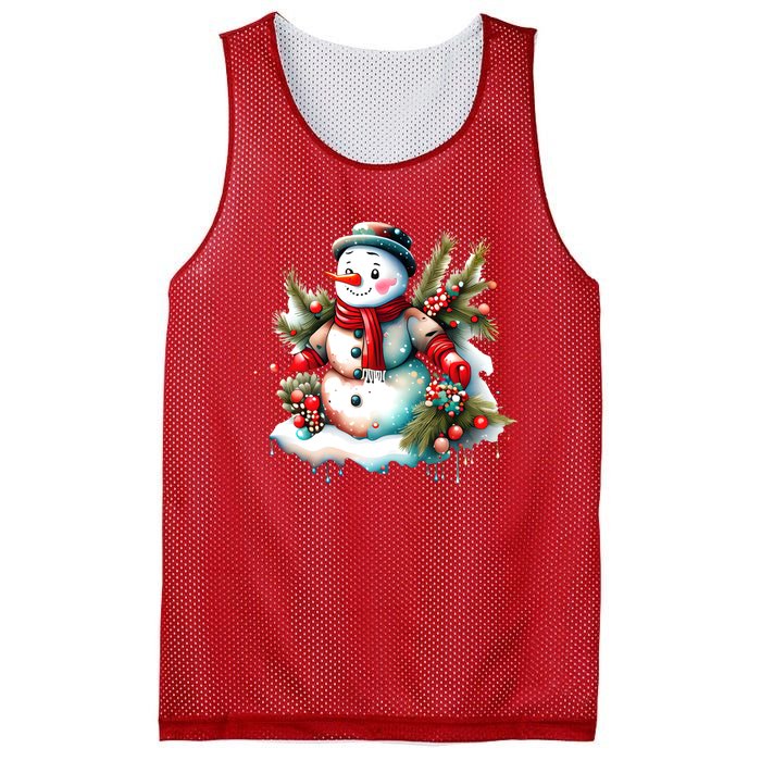 Christmas Vintage Snowman Mesh Reversible Basketball Jersey Tank