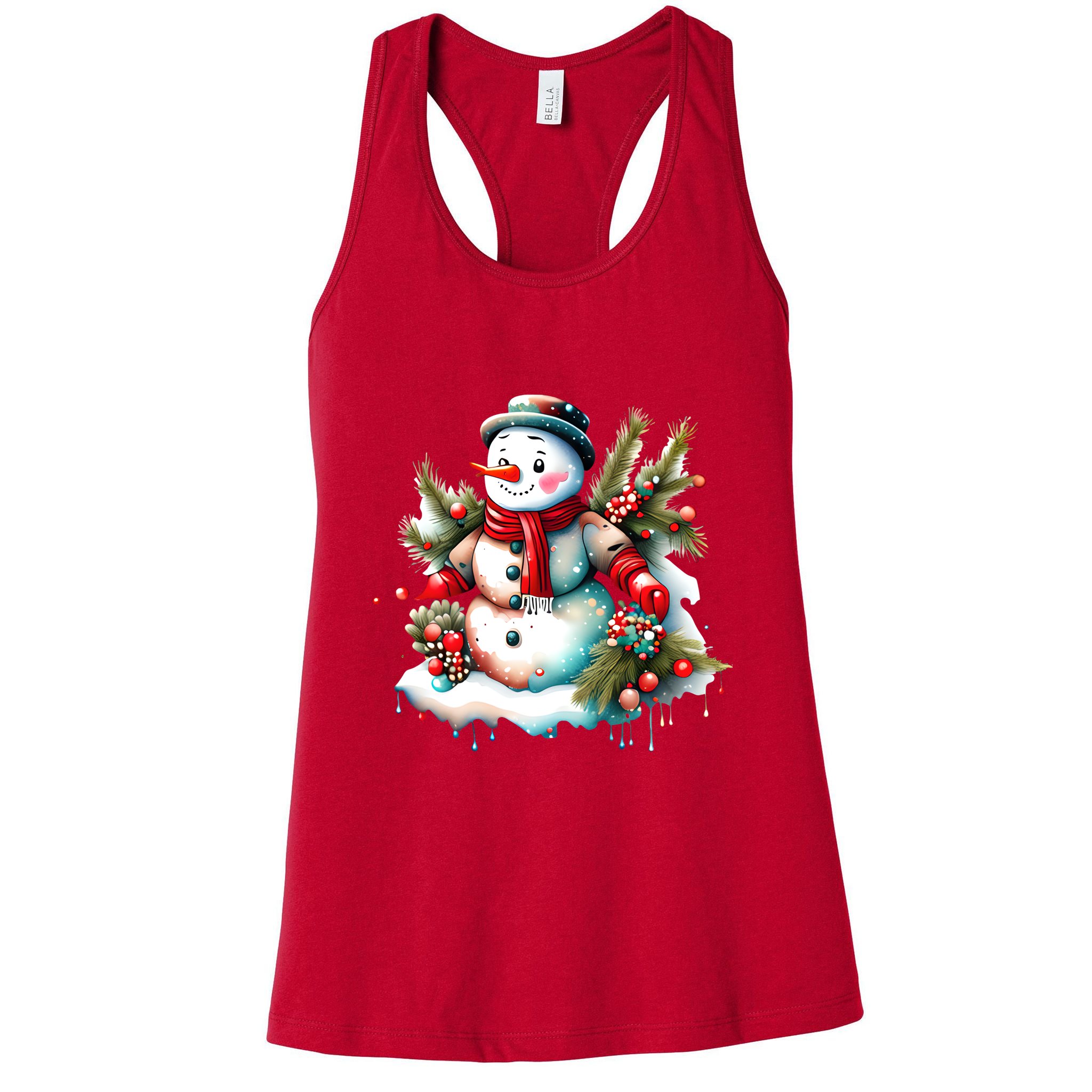 Christmas Vintage Snowman Womens Tank Top