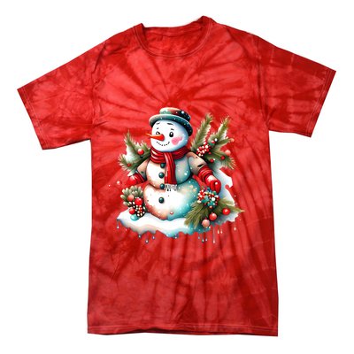 Christmas Vintage Snowman Tie-Dye T-Shirt
