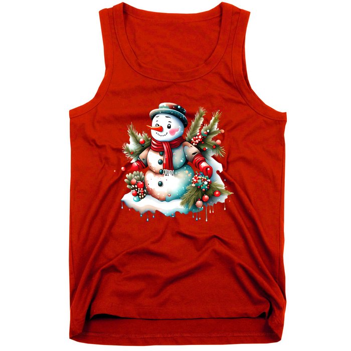 Christmas Vintage Snowman Tank Top