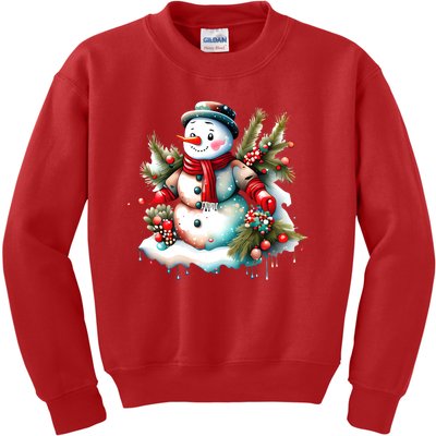 Christmas Vintage Snowman Kids Sweatshirt